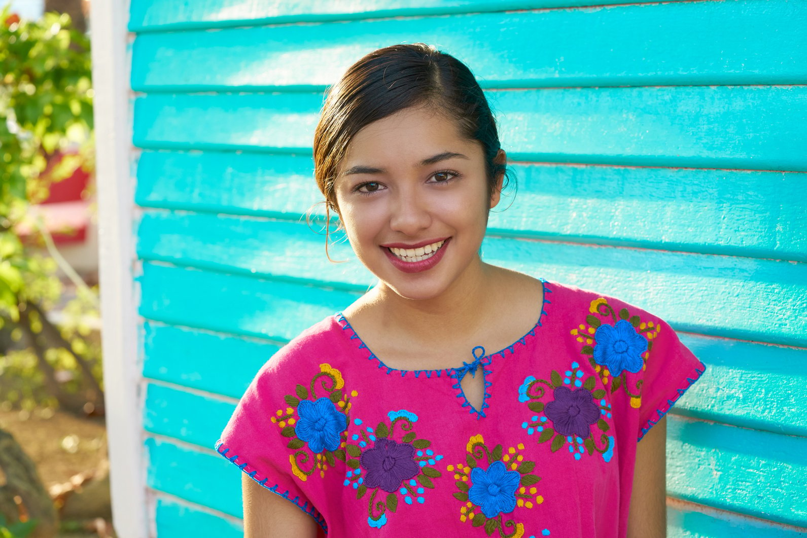 Mexican Latin Woman with Mayan Dress